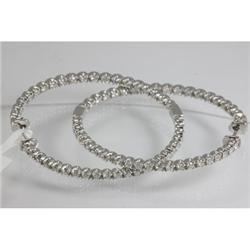 Genuine 2.586 ctw Inside-Outside Hoop Huggie & Diamond Earring 18kt Gold-White 