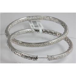 Genuine 7.0 ctw Inside-Outside Hoop Huggie & Diamond Earring 18kt Gold-White 