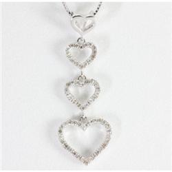 "Genuine 0.28 ctw  Heart Design  Diamond Necklace 16"" 14kt Gold-White "