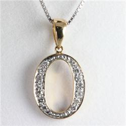 "Genuine 0.14 ctw Alphabet Initial Letter O Diamond Necklace 16"" 14kt Gold-Yellow "