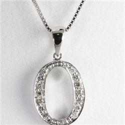 "Genuine 0.14 ctw Alphabet Initial Letter O Diamond Necklace 16"" 14kt Gold-White"