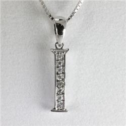 "Genuine 0.06 ctw Alphabet Initial Letter I Diamond Necklace 16"" 14kt Gold-White"