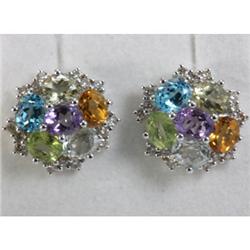 Genuine 4.98 ctw Multi Sapphire & Diamond Earring 14kt Gold-White 