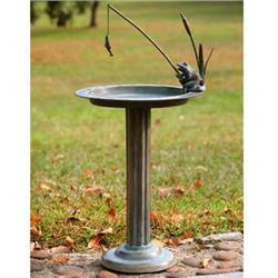 Fishing Frog Sundial Birdbath