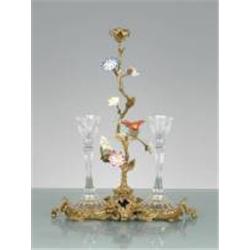 FINE CRYSTAL - BRASS SCULPTURE CANDLEHOLDER