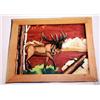 Image 1 : "THE ELK IN FOREST" - FRAMED -   WOOD CARVING  -  QUALITY