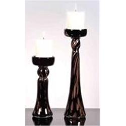 Rare Art Glass Pair of Pillar Candle Holders 