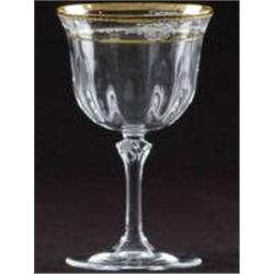 SET OF 6 CRYSTAL WATER GOLBLETS - AMBER & GOLD