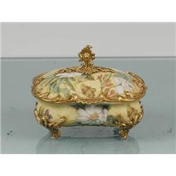 ORIENTAL PORCELAIN BOWL WITH BRASS 