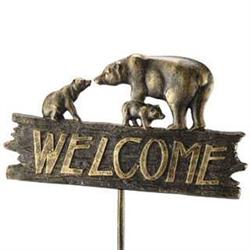 Bear Family Welcome Garden Stake