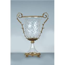 CRYSTAL VASE ACCENTED WITH BRASS