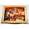 Image 1 : "WALKING DEER" - FRAMED -   WOOD CARVING  -  QUALITY