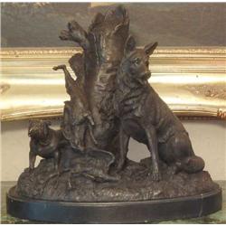 HUNTING DOGS BRONZE SCULPTURE BY MENE