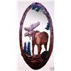 Image 1 : "MOOSE" -  HAND CARVED WOOD MIRROR
