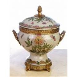 PORCELAIN JAR WITH LID AND BRASS