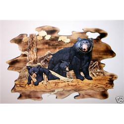 "MOTHER BEAR AND CUBS"  -   WOOD CARVING  -  QUALITY