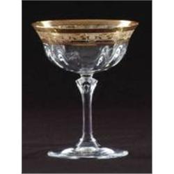 SET OF 6 CRYSTAL MARTINI GLASSES - GOLD & AMBER