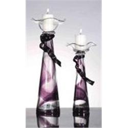 Rare Art Glass Pair of Candle Holders