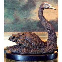SINGLE SWAN BRONZE SCULPTURE