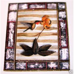 "HUMMING BIRD" -  FRAMED WOOD CARVING  -  QUALITY