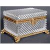 Image 1 : DIAMOND DESIGN CRYSTAL AND BRASS BOX WITH LID
