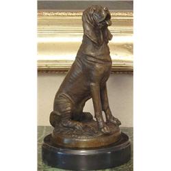 SEATED HOUND BRONZE SCULPTURE BY PJ MENE