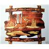 Image 1 : "JUMPING DEER" - FRAMED  WOOD CARVING  -  QUALITY