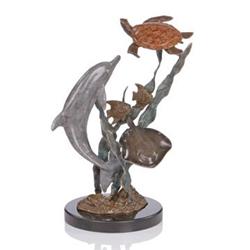 Bronze Dolphin & Turtle Sculpture
