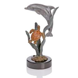 Bronze Dolphin & Turtle Sculpture