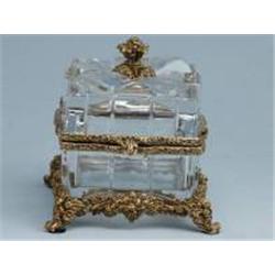 ITALIAN CRYSTAL AND BRASS BOX WITH LID
