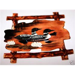 "LOON FAMILY" - FRAMED WOOD CARVING  -  QUALITY