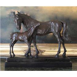 MARE & FOAL BRONZE SCULPTURE