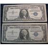 Image 1 : 58. (2) Series 1957 $1 Silver Certificates. VG-F.