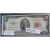 Image 1 : 63. Series 1953A $2 U.S. Note. "Red seal" Crisp Unc.