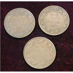 426. 1916, 17, & 18 Canada Large Cents. All VG.