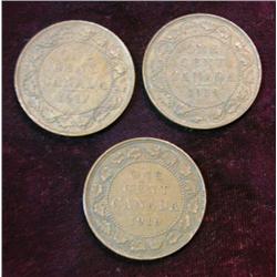 428. 1917, 18, & 19 Canada Large Cents. All VG-F.