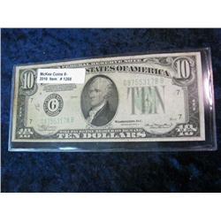 1268. Series 1934A $10. Federal Reserve Note.