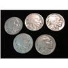 Image 1 : 583. 1926P, 29P, 30P, 34P, & 35p Buffalo Nickels. (5 pcs.)