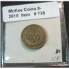 Image 2 : 738. 1863 U.S. Indian Head Cent. F-VF.