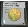 Image 2 : 756. 1822 Reproduction $5 Gold Piece. Sterling Silver with 22K Gold overlay.