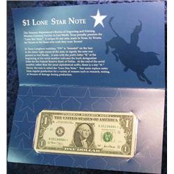 831. Series 2001 Texas Dollar. Unc. Star Note.