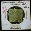 Image 1 : 886. Kendall, Jefferson, Iowa, Good for 20c in Trade. Square Brass.