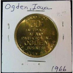 900. 1866-1966 Ogden, Iowa, 100 Years of Progress, Good for 50c in Trade