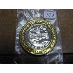 BELLAGIO $10 GAMING TOKEN SILVER (UNC)