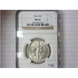 1944 WALKING LIBERTY HALF DOLLAR NGC MS63