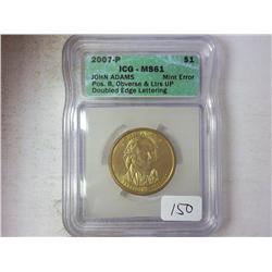 ERROR 2007-P ADAMS $ DOUBLED EDGE LETTERING