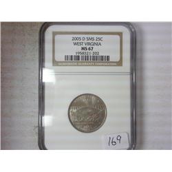 2005-D SMS WEST VA QUARTER NGC MS67