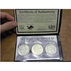 1921 MORGAN DOLLAR MINT MARK SET
