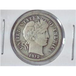 1912 BARBER DIME (FINE +)