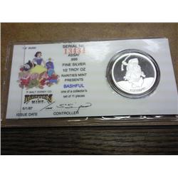 1/2 OUNCE SILVER DISNEY TOKEN (PROOF) BASHFUL